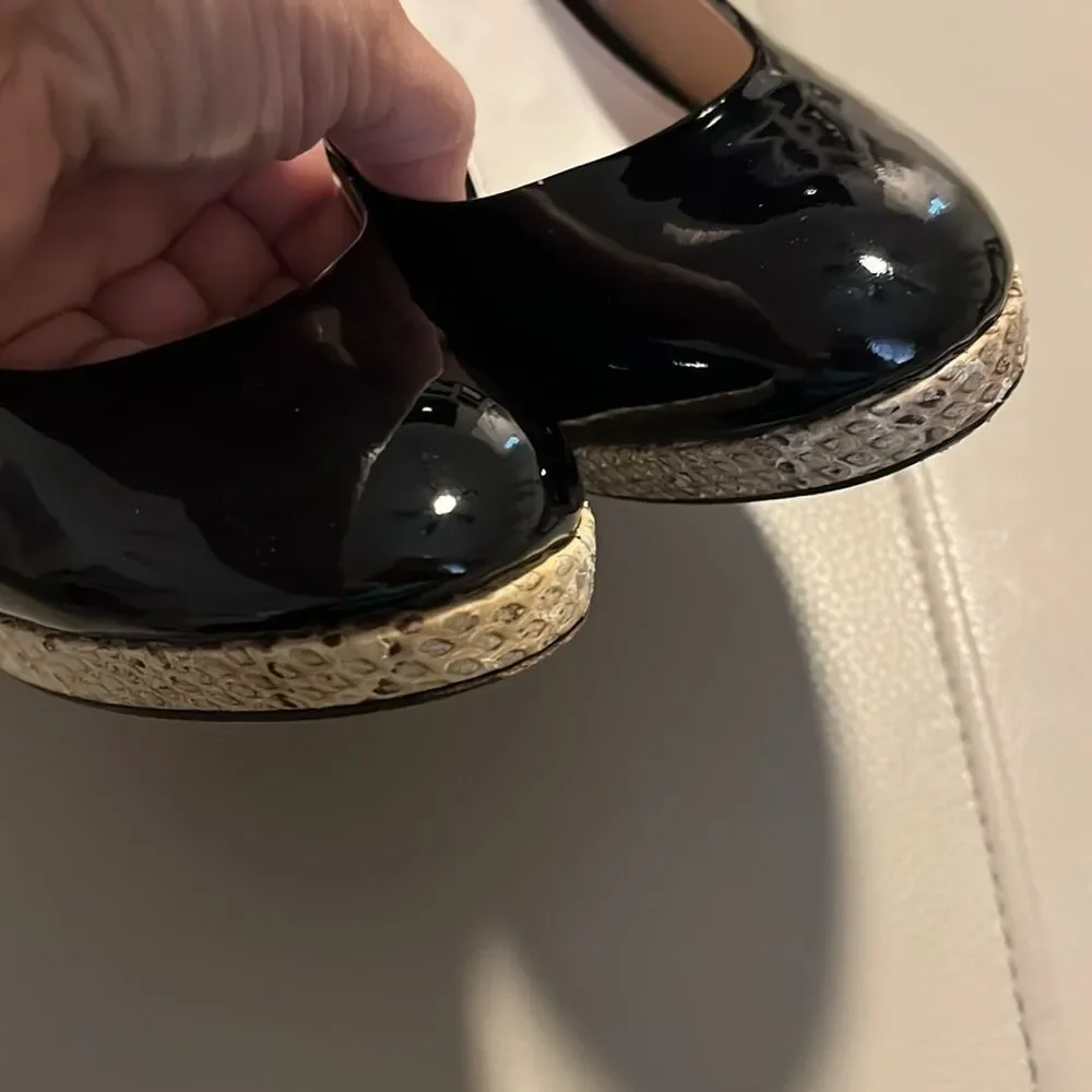 Chloe Black Patent Leather Snakeskin Embossed Block Heel Pumps Size 39 US‎ 9